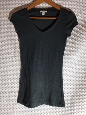 Boulevard Dark Grey V-Neck Short Sleeve Tee - Slim Fit